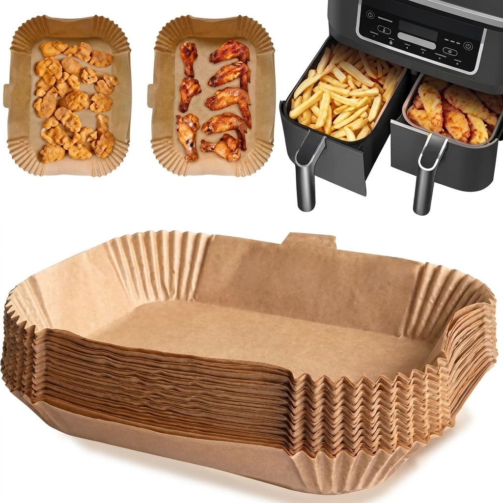 230pc Air Fryer Liners with Curved Handle for Dual Zone Air Fryers