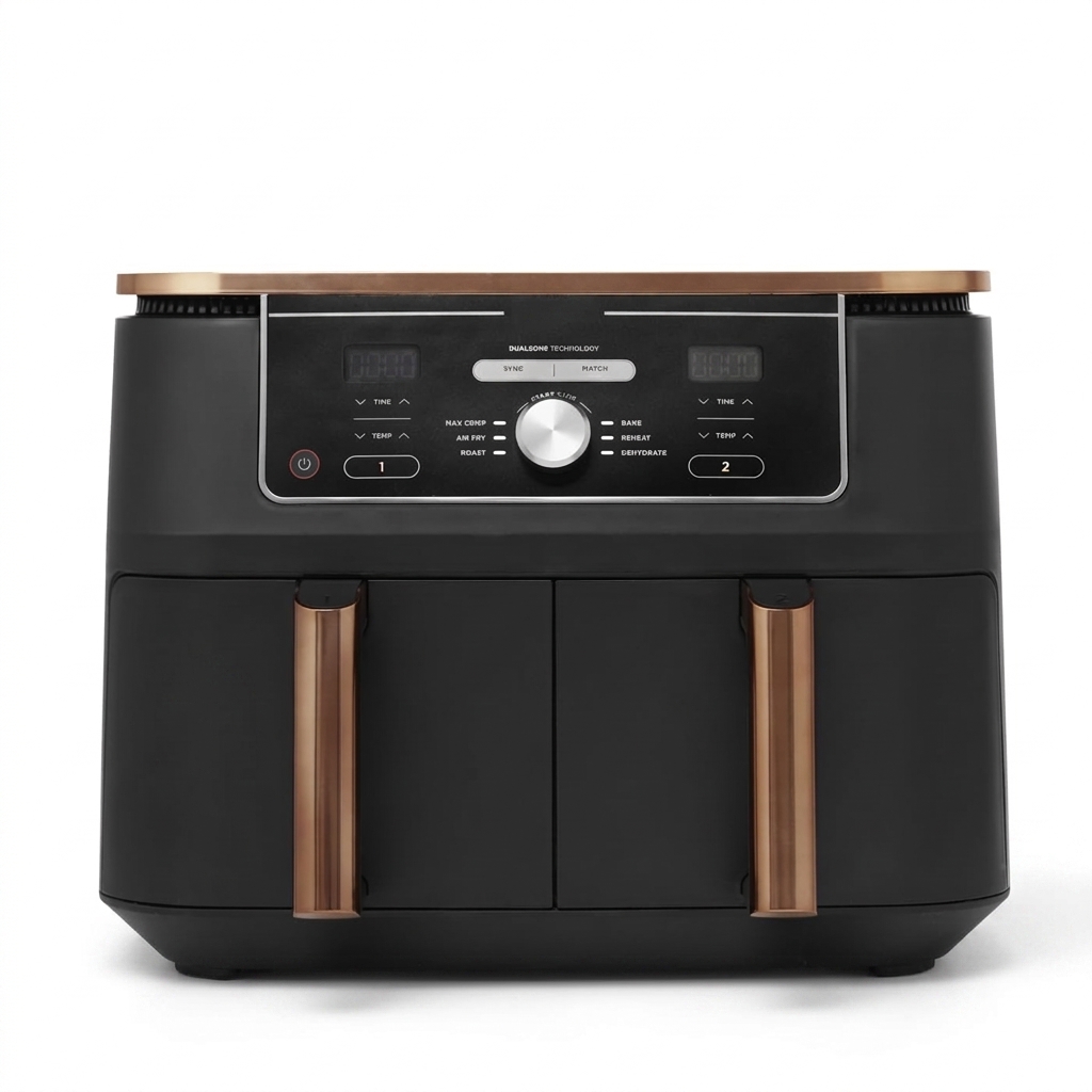 Twin Drawer Air Fryer 9.5L for Batch Cooking & Meal Prep